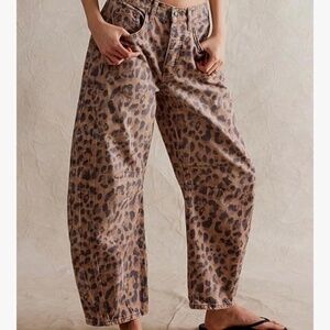 Animal Print Barrel Jeans XS